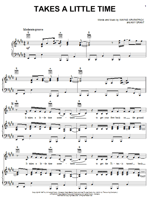 Amy Grant Takes A Little Time sheet music notes and chords arranged for Easy Lead Sheet / Fake Book