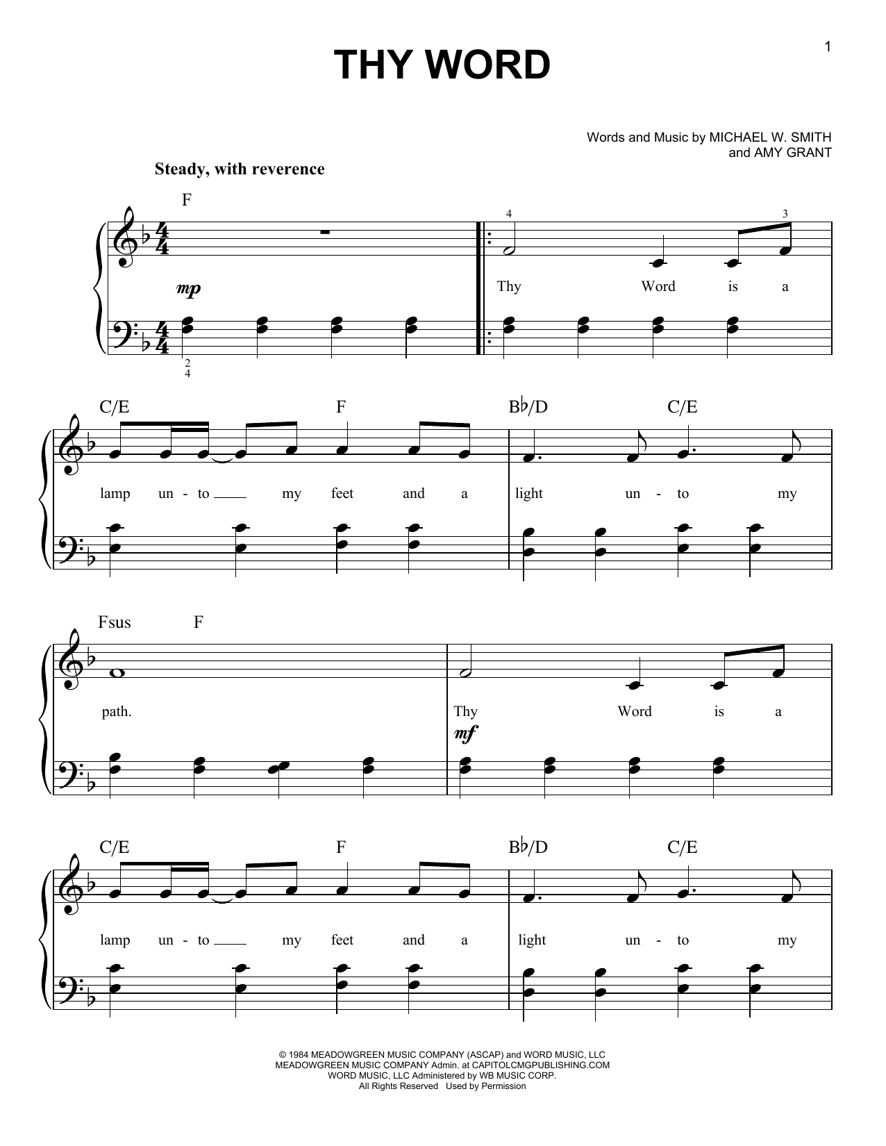Amy Grant Thy Word (arr. Phillip Keveren) sheet music notes and chords arranged for Easy Piano