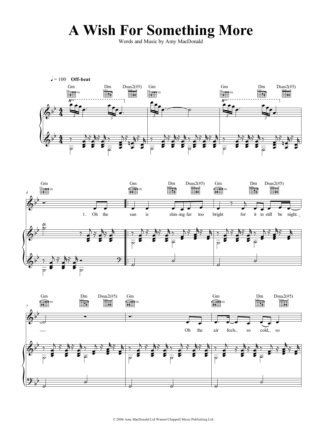 Amy MacDonald A Wish For Something More sheet music notes and chords arranged for Piano, Vocal & Guitar Chords (Right-Hand Melody)