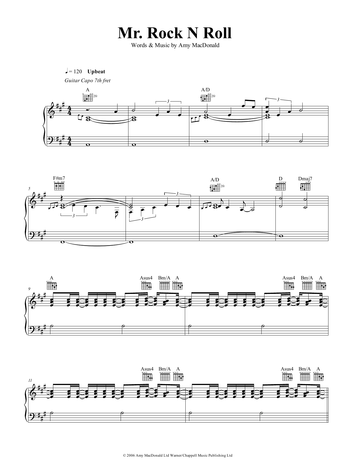 Amy MacDonald Mr. Rock and Roll sheet music notes and chords arranged for Piano, Vocal & Guitar Chords (Right-Hand Melody)
