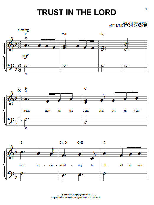 Amy Sandtrom-Shroyer Trust In The Lord sheet music notes and chords arranged for Big Note Piano