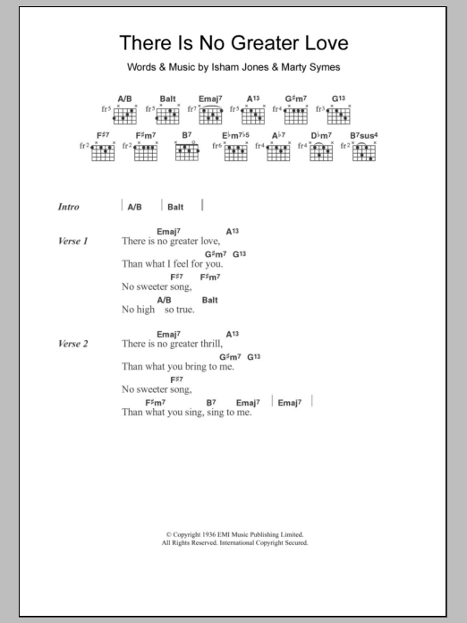 Amy Winehouse There Is No Greater Love sheet music notes and chords arranged for Guitar Chords/Lyrics