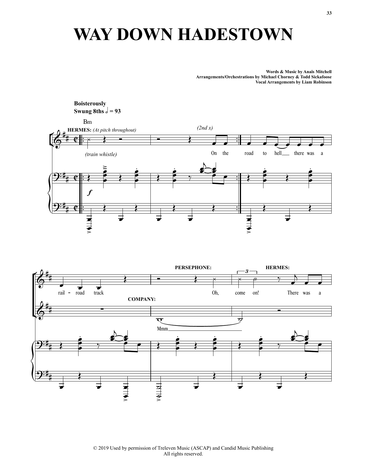 Anais Mitchell Way Down Hadestown I (from Hadestown) sheet music notes and chords arranged for Piano & Vocal