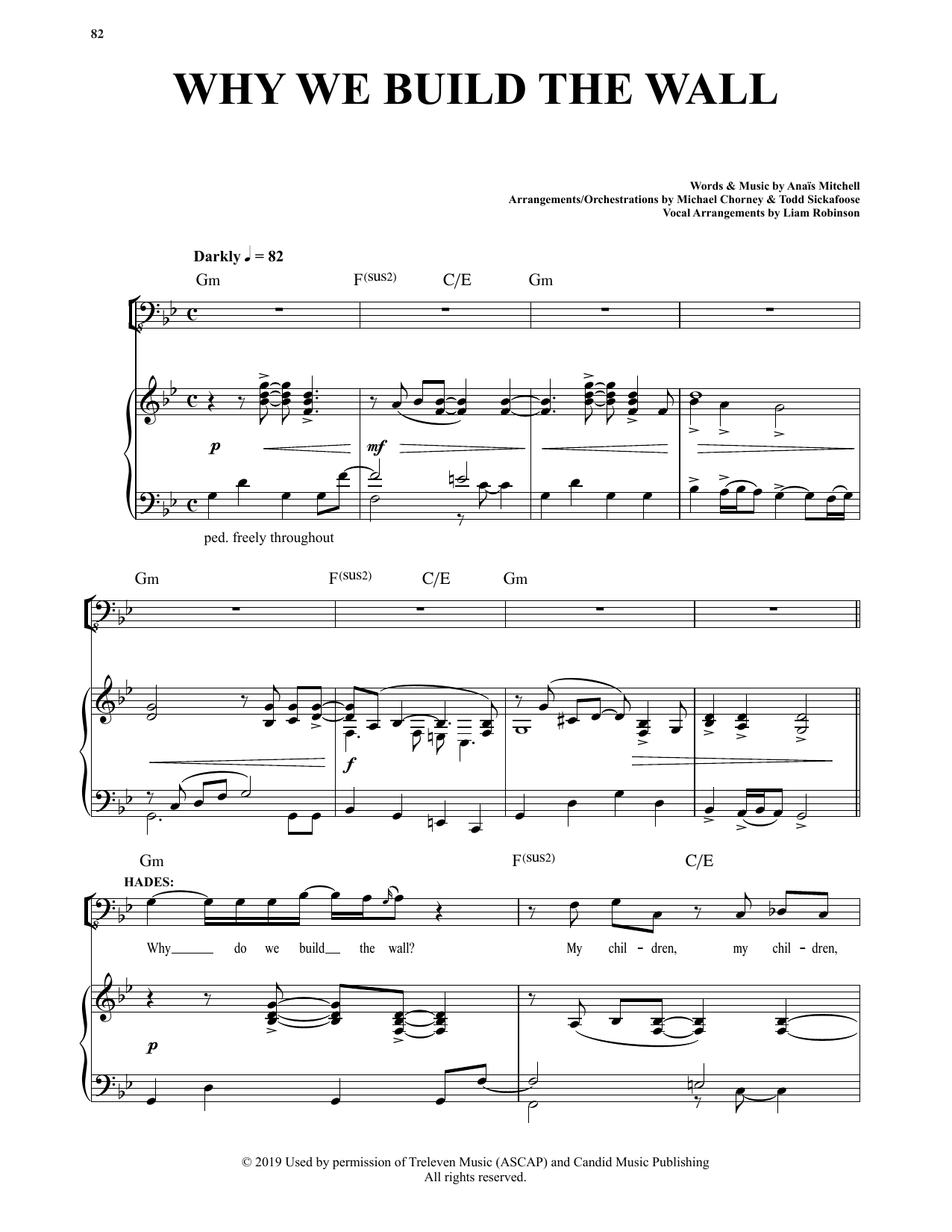 Anais Mitchell Why We Build The Wall (from Hadestown) sheet music notes and chords arranged for Piano & Vocal