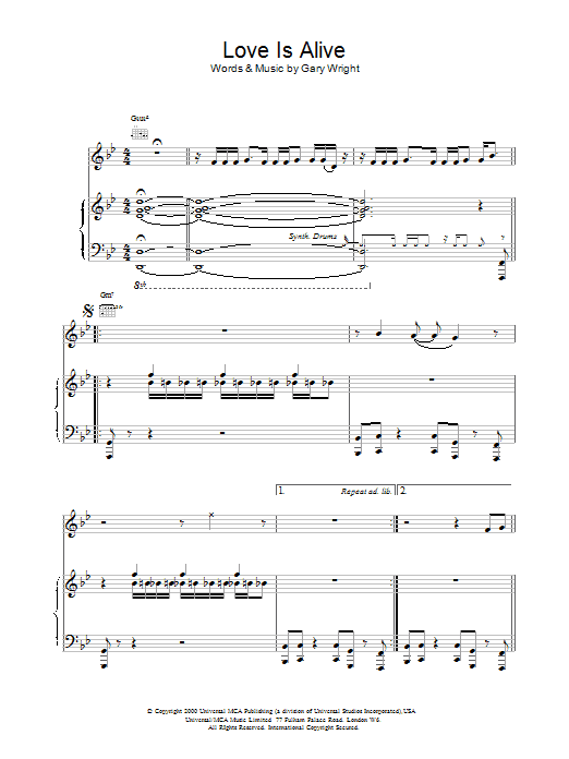 Anastacia Love Is Alive sheet music notes and chords arranged for Piano, Vocal & Guitar Chords