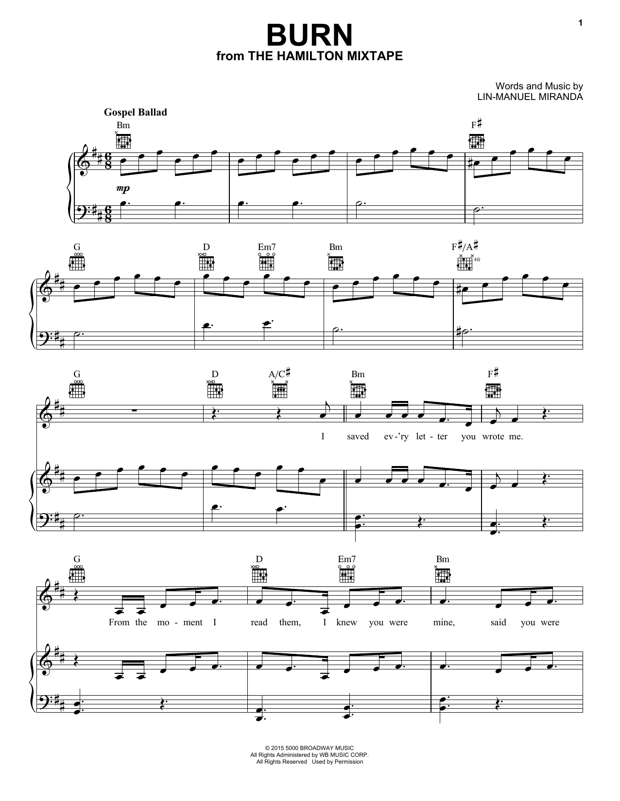 Andra Day Burn sheet music notes and chords arranged for Piano, Vocal & Guitar Chords (Right-Hand Melody)