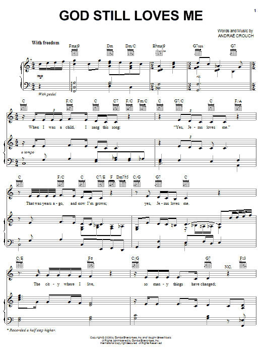 Andrae Crouch God Still Loves Me sheet music notes and chords arranged for Piano, Vocal & Guitar Chords (Right-Hand Melody)
