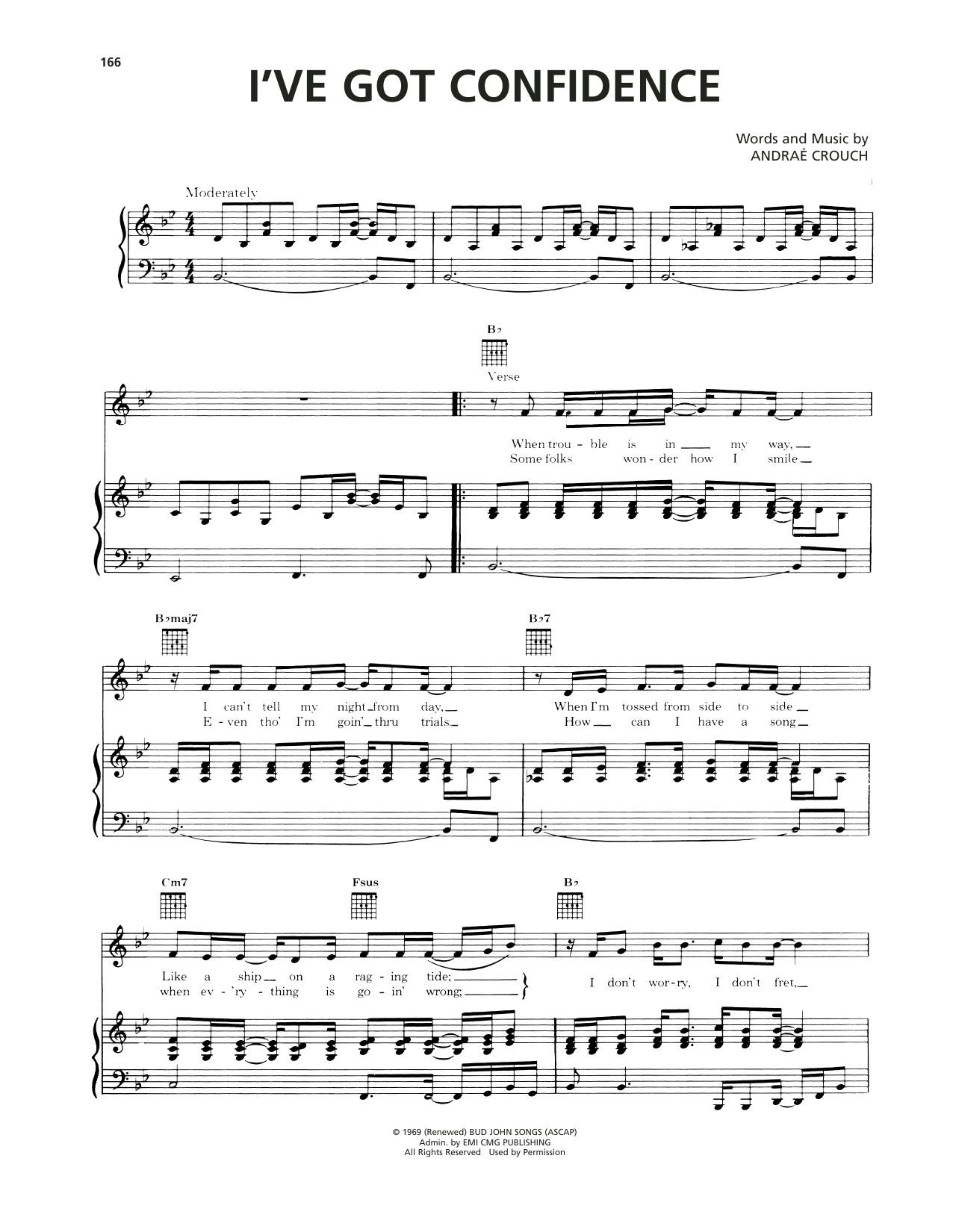 Andrae Crouch I've Got Confidence sheet music notes and chords arranged for Piano, Vocal & Guitar Chords (Right-Hand Melody)