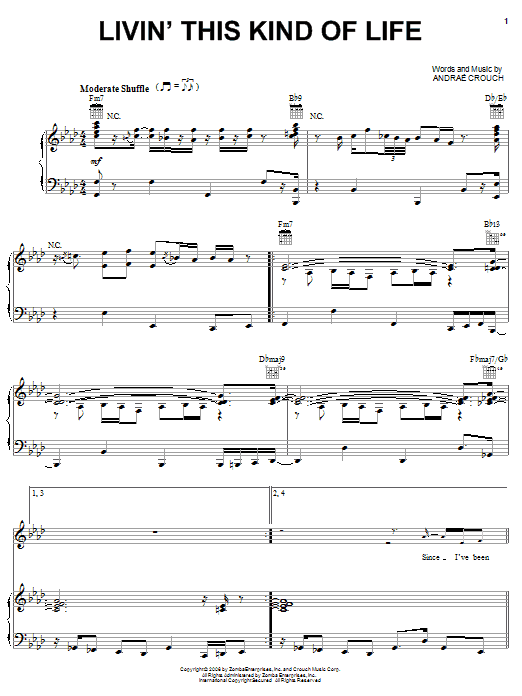 Andrae Crouch Livin' This Kind Of Life sheet music notes and chords arranged for Piano, Vocal & Guitar Chords (Right-Hand Melody)