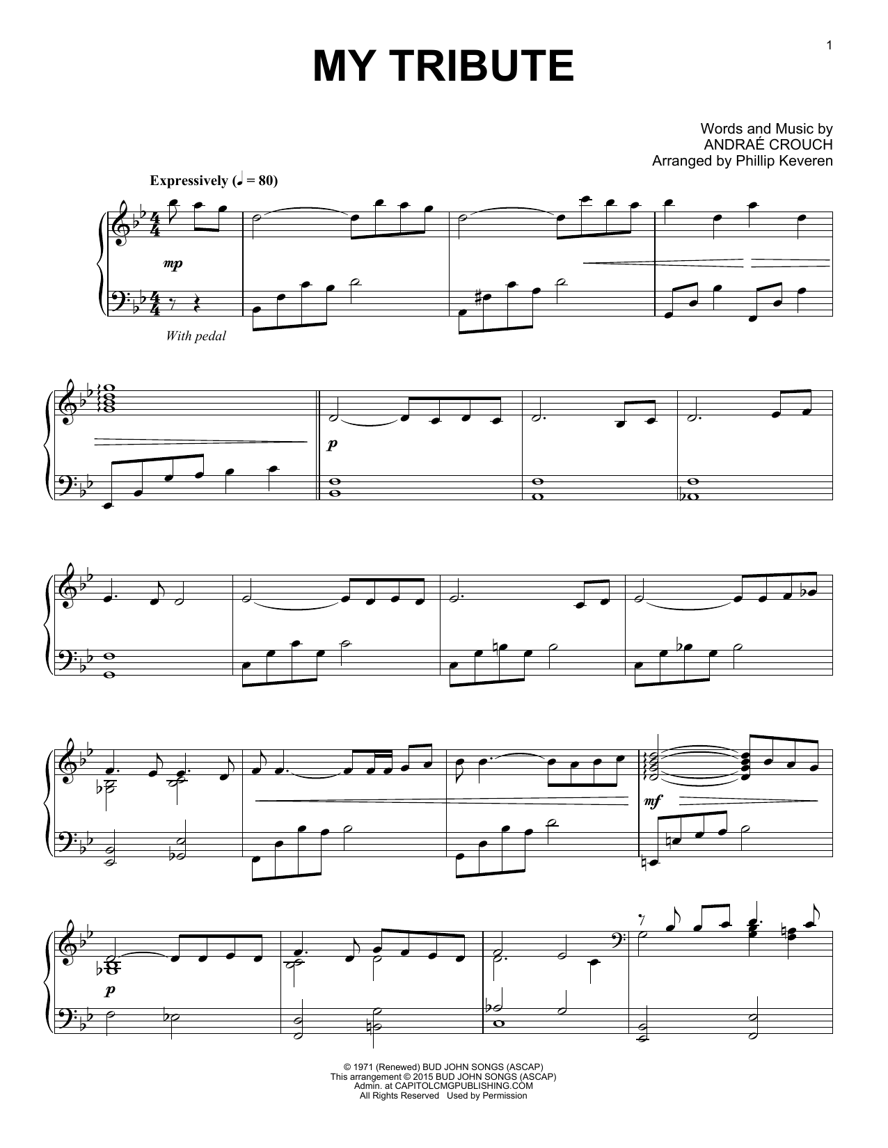 Andraé Crouch My Tribute (arr. Phillip Keveren) sheet music notes and chords arranged for Piano Solo