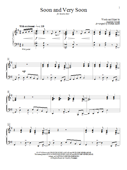 Glenda Austin Soon And Very Soon sheet music notes and chords arranged for Educational Piano