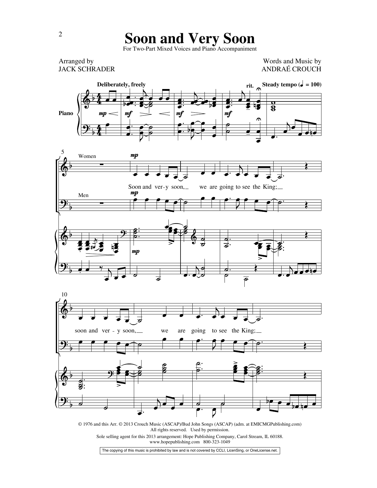 Andrae Crouch Soon and Very Soon (arr. Jack Schrader) sheet music notes and chords arranged for SATB Choir