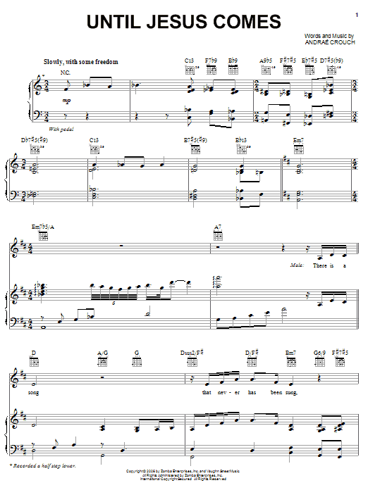 Andrae Crouch Until Jesus Comes sheet music notes and chords arranged for Piano, Vocal & Guitar Chords (Right-Hand Melody)