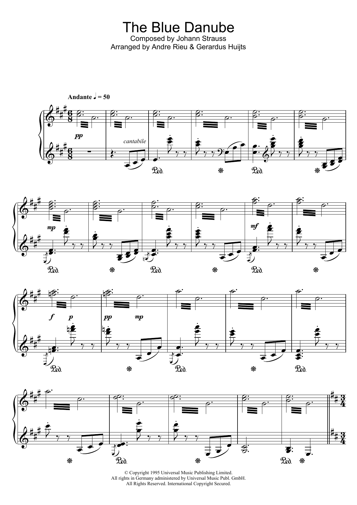André Rieu The Blue Danube sheet music notes and chords arranged for Piano Solo
