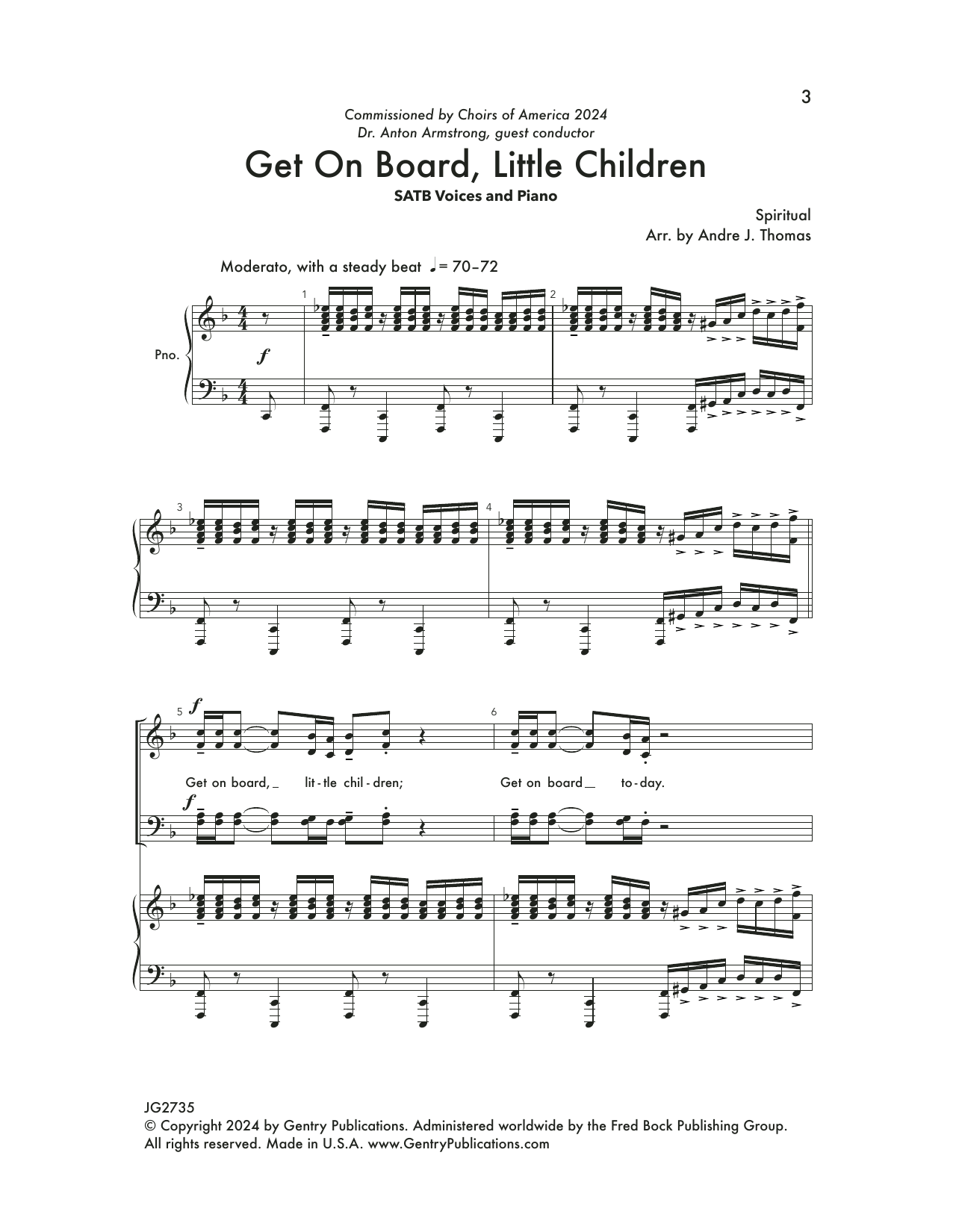 Andre Thomas Get On Board, Little Children sheet music notes and chords arranged for SATB Choir