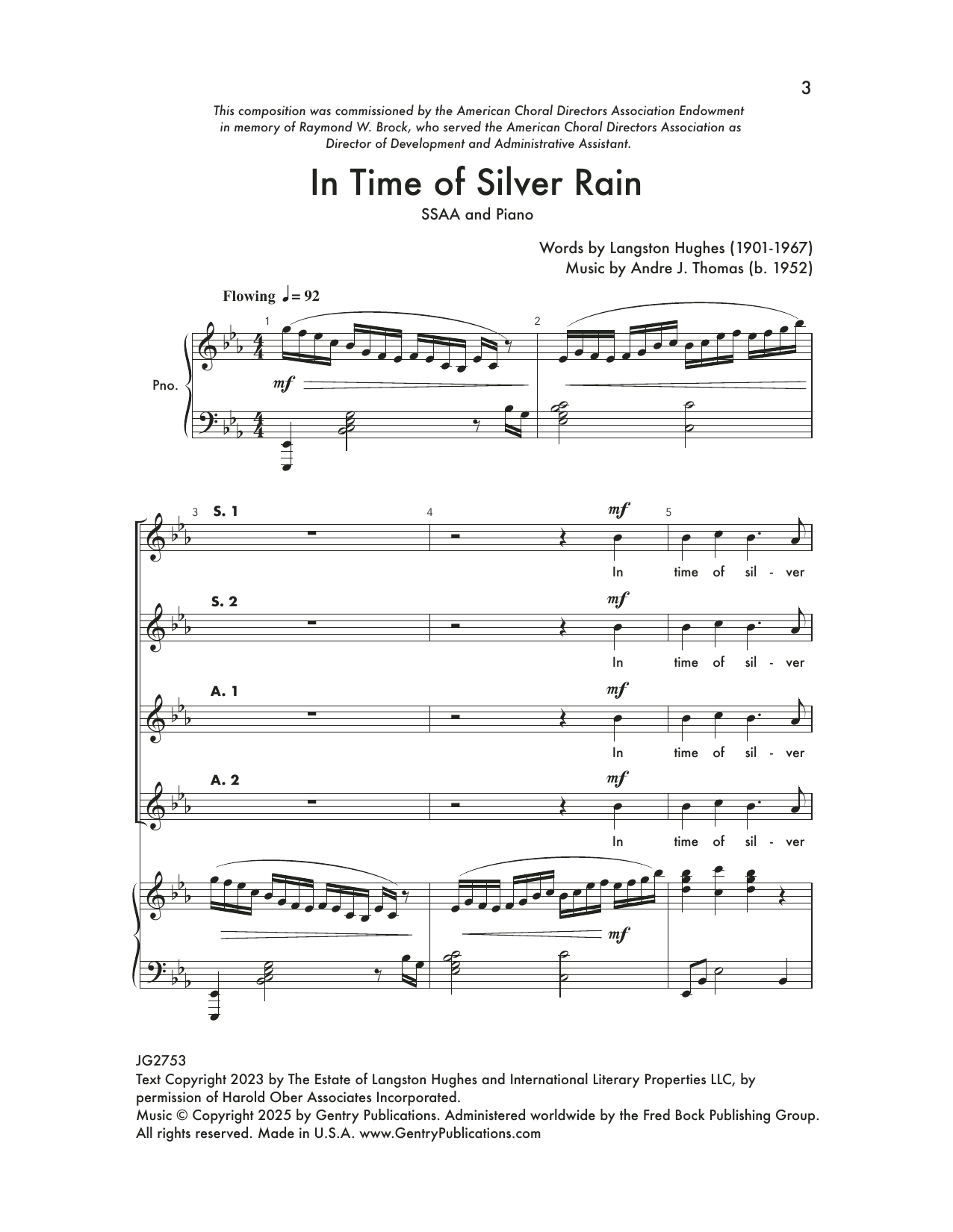 Andre Thomas In Time Of Silver Rain sheet music notes and chords arranged for SATB Choir