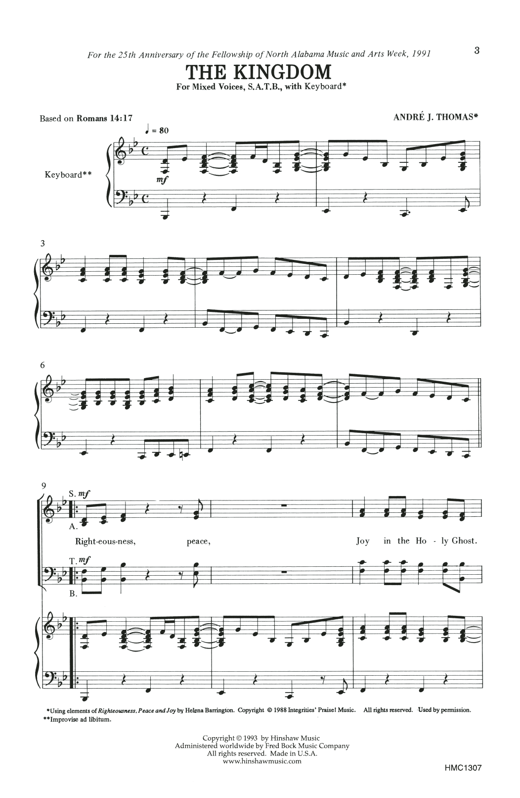 Andre Thomas The Kingdom sheet music notes and chords arranged for SATB Choir