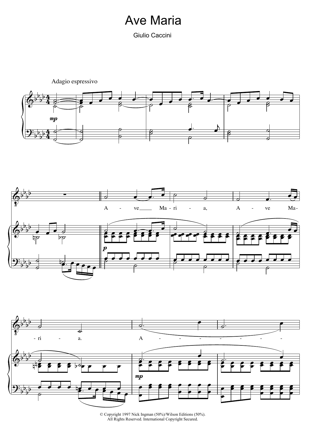 Andrea Bocelli Ave Maria sheet music notes and chords arranged for Piano & Vocal