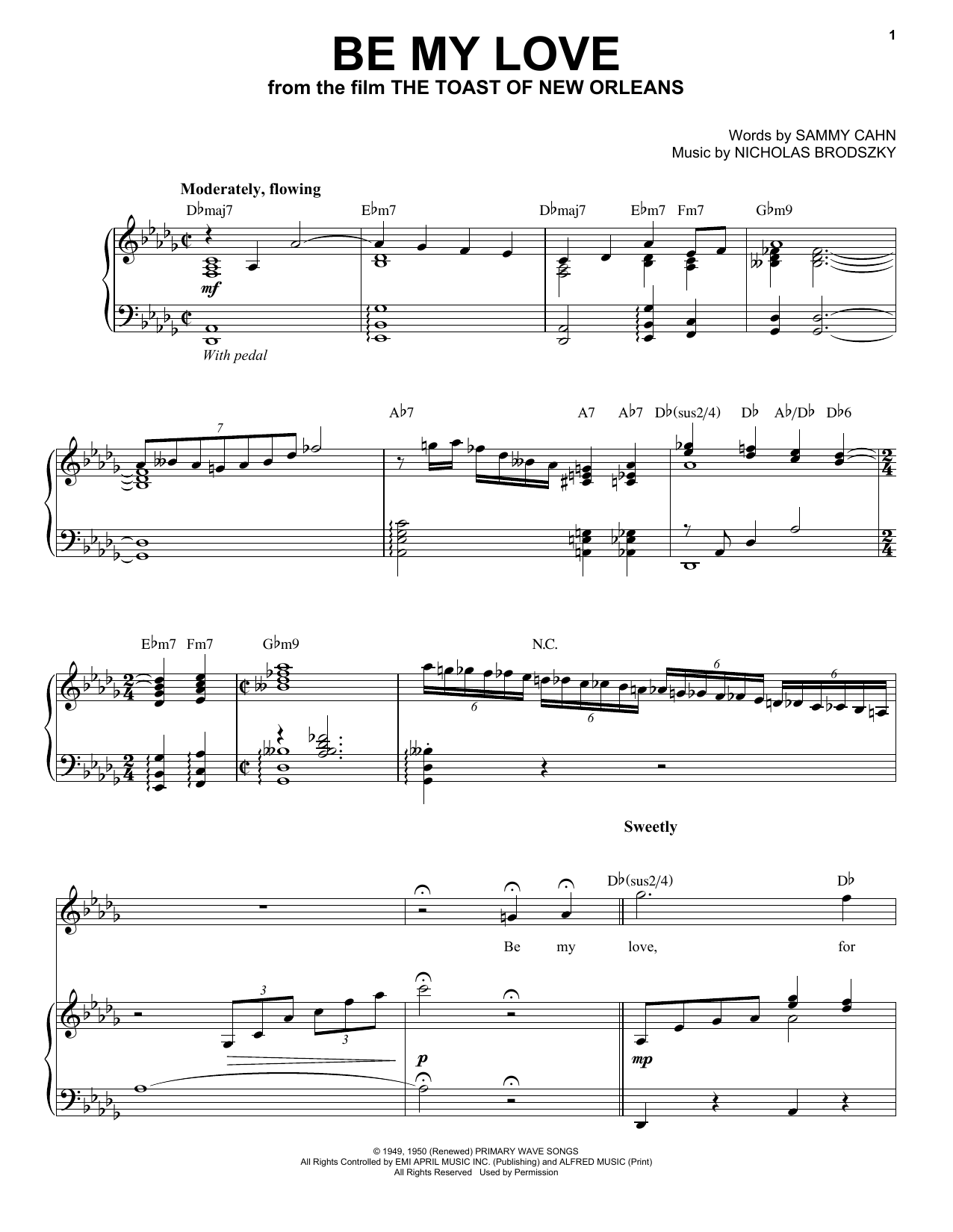 Andrea Bocelli Be My Love sheet music notes and chords arranged for Piano & Vocal