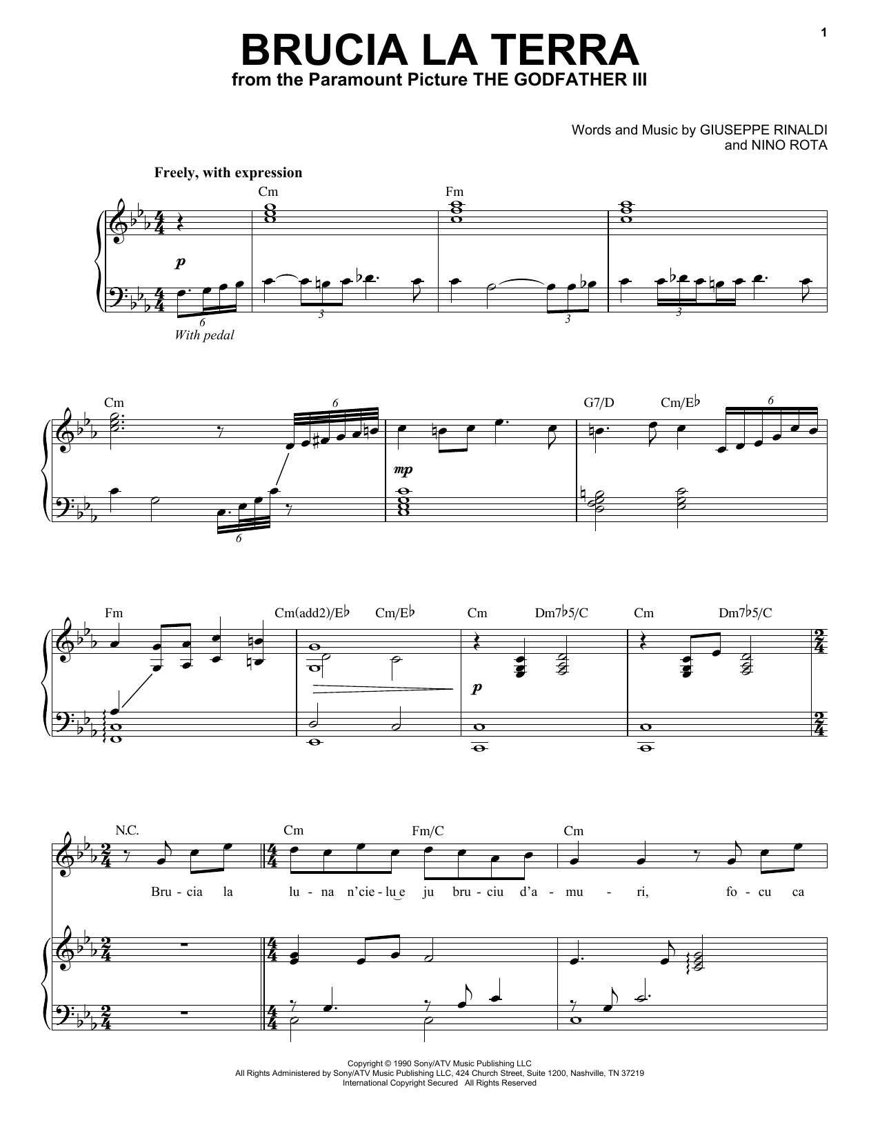 Andrea Bocelli Brucia La Terra sheet music notes and chords arranged for Piano & Vocal