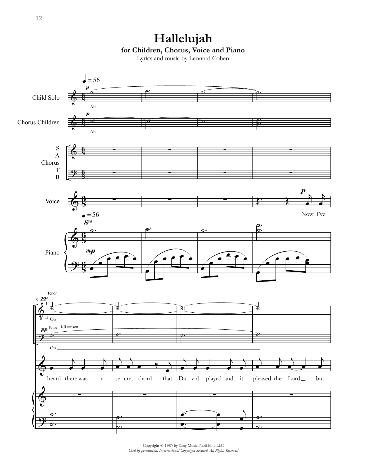 Andrea Bocelli Hallelujah sheet music notes and chords arranged for SATB Choir