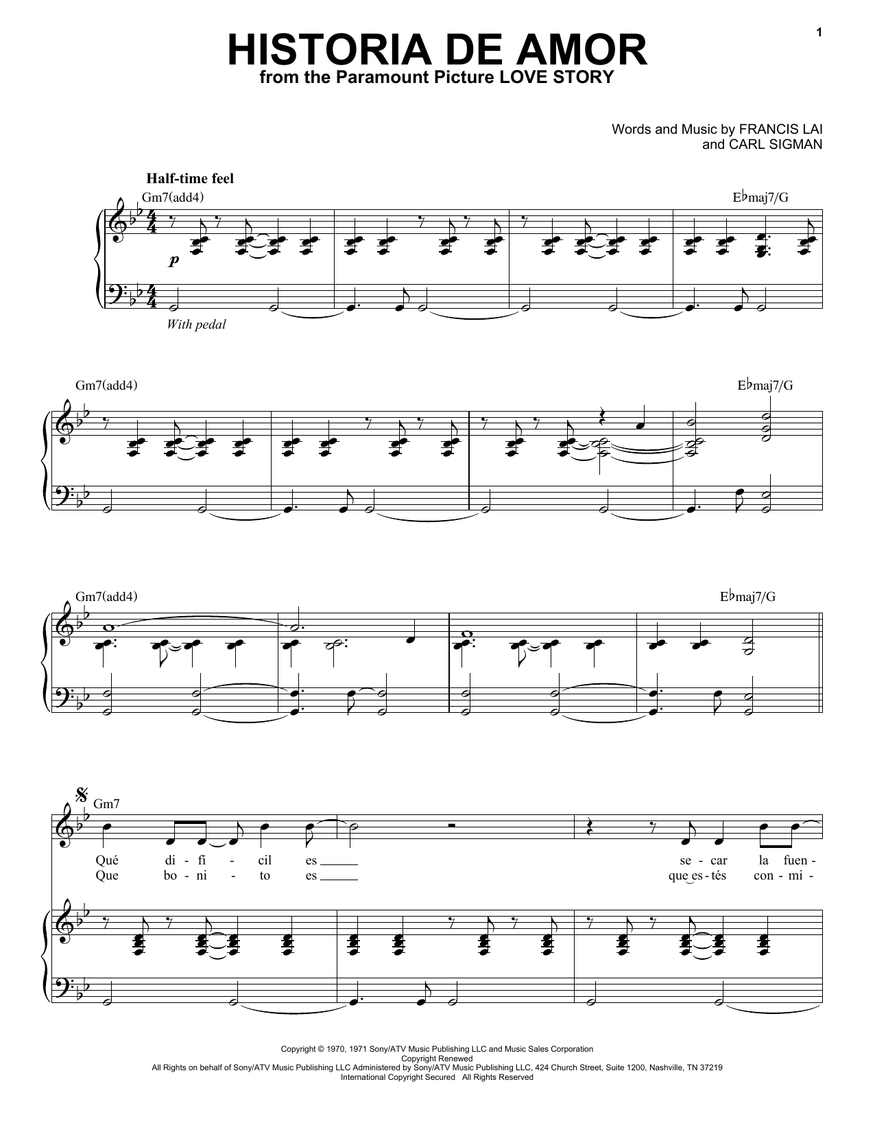 Andrea Bocelli Historia De Amor sheet music notes and chords arranged for Piano & Vocal