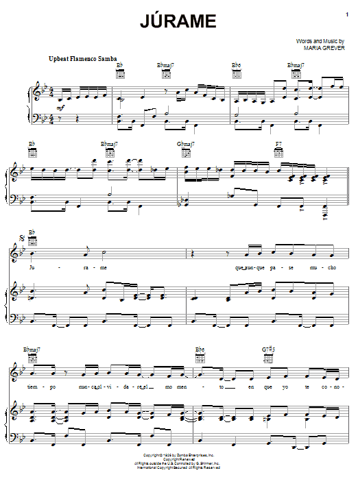 Andrea Bocelli Jurame sheet music notes and chords arranged for Piano, Vocal & Guitar Chords (Right-Hand Melody)