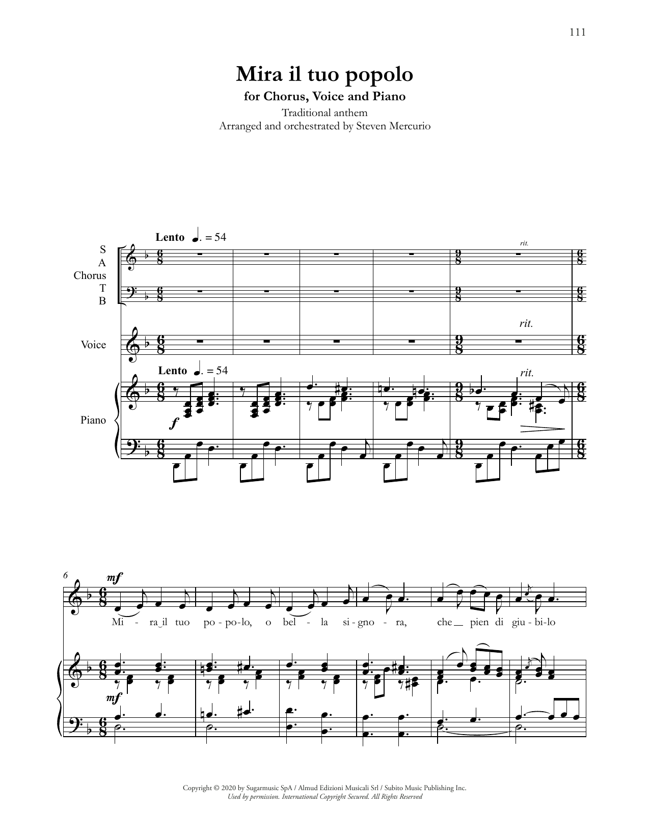 Andrea Bocelli Mira il tuo popolo (arr. Steven Mercurio) sheet music notes and chords arranged for SATB Choir