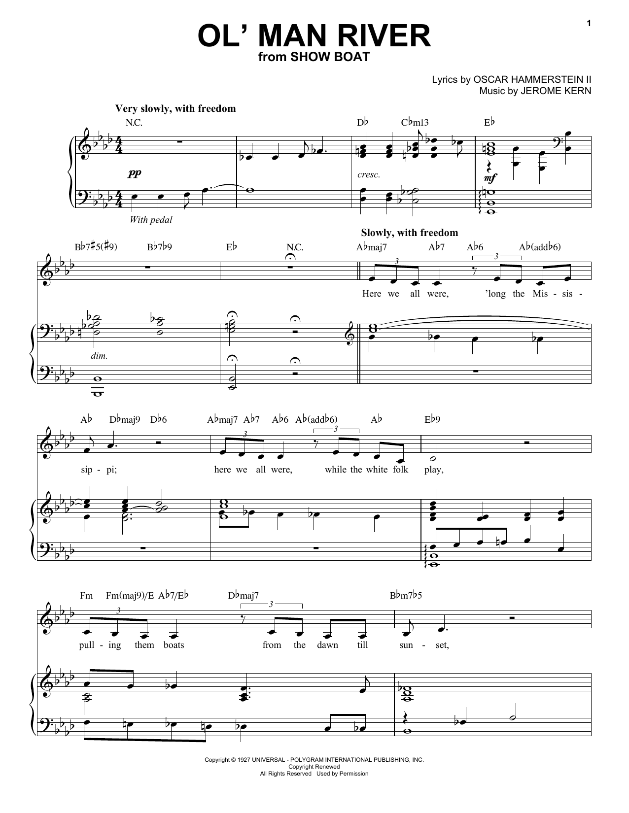 Andrea Bocelli Ol' Man River sheet music notes and chords arranged for Piano & Vocal