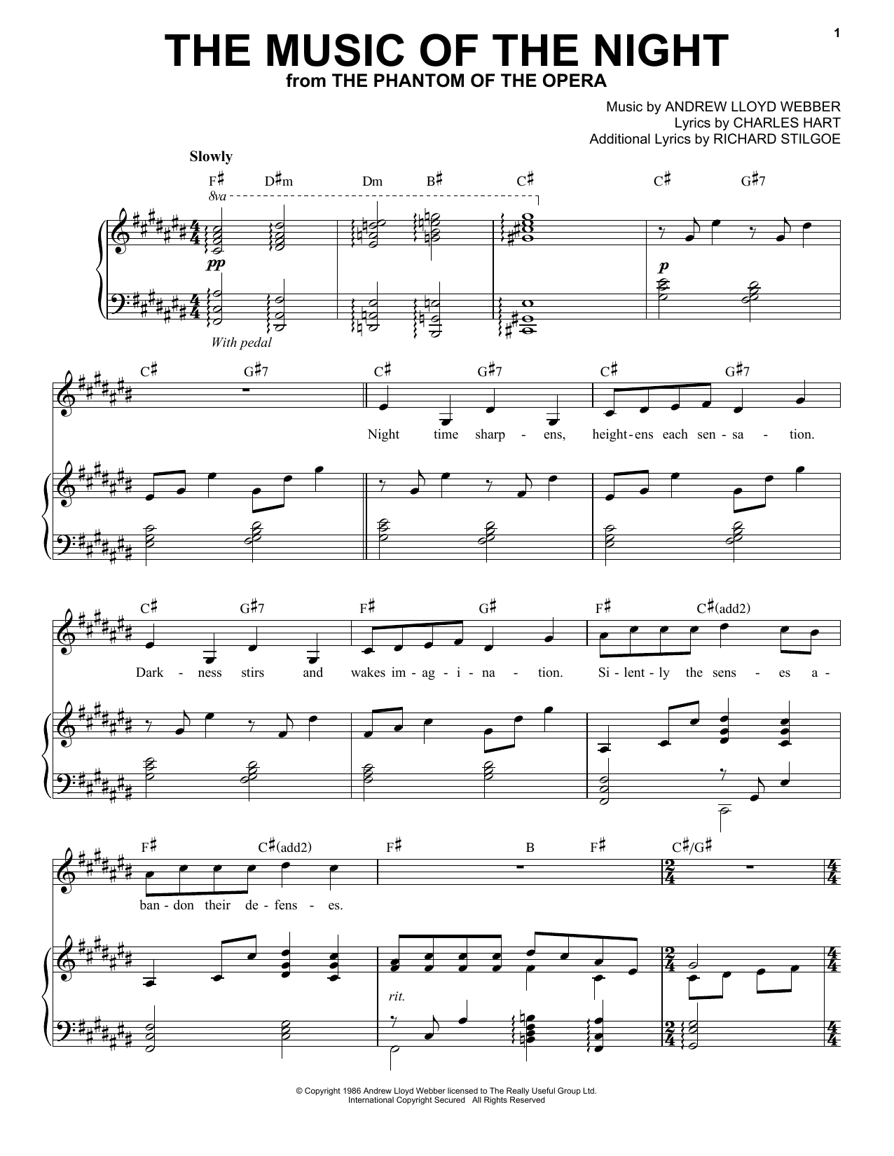 Andrea Bocelli The Music Of The Night (from The Phantom Of The Opera) sheet music notes and chords arranged for Piano & Vocal