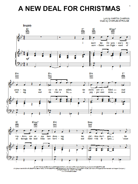 Andrea McArdle A New Deal For Christmas sheet music notes and chords arranged for Piano, Vocal & Guitar Chords (Right-Hand Melody)
