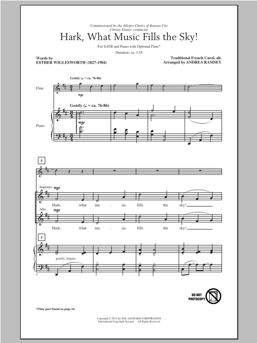 Andrea Ramsey Hark, What Music Fills The Sky sheet music notes and chords arranged for SATB Choir