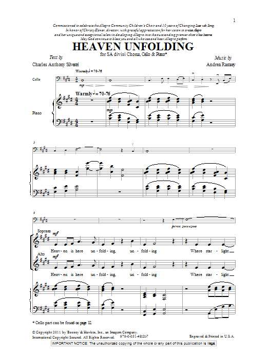 Andrea Ramsey Heaven Unfolding sheet music notes and chords arranged for 2-Part Choir