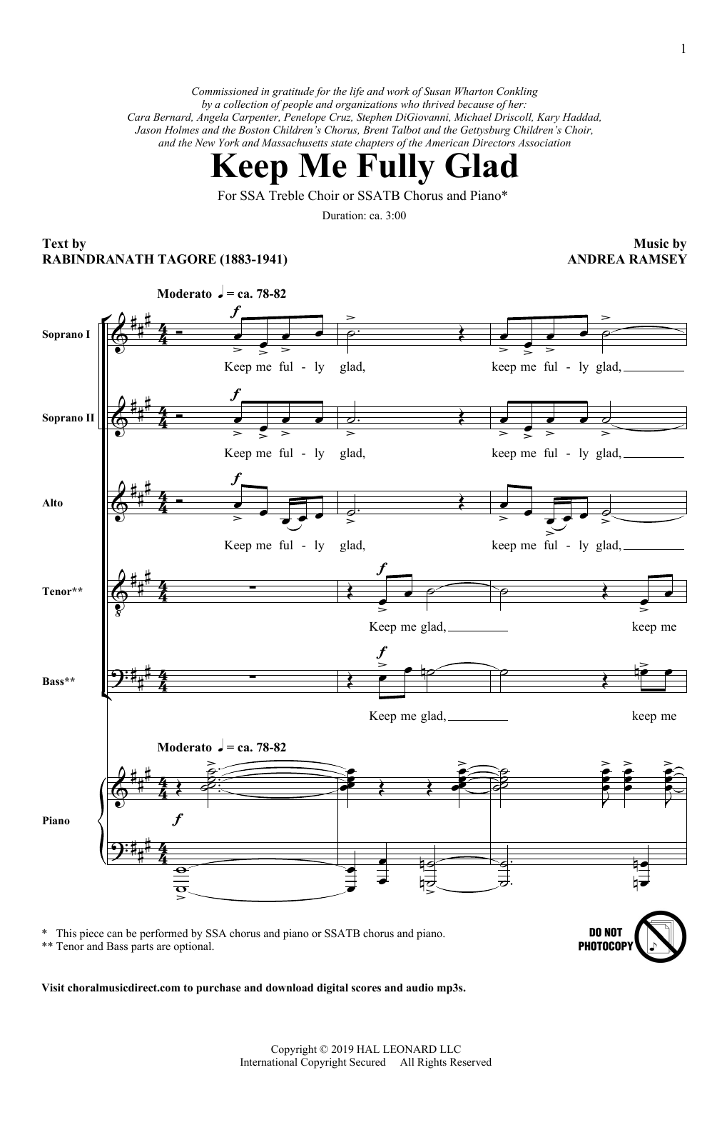 Andrea Ramsey Keep Me Fully Glad sheet music notes and chords arranged for Choir