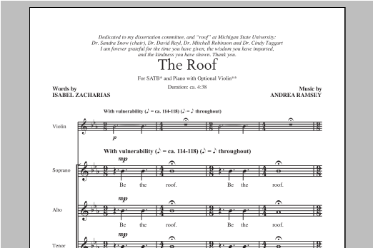Andrea Ramsey The Roof sheet music notes and chords arranged for SSA Choir