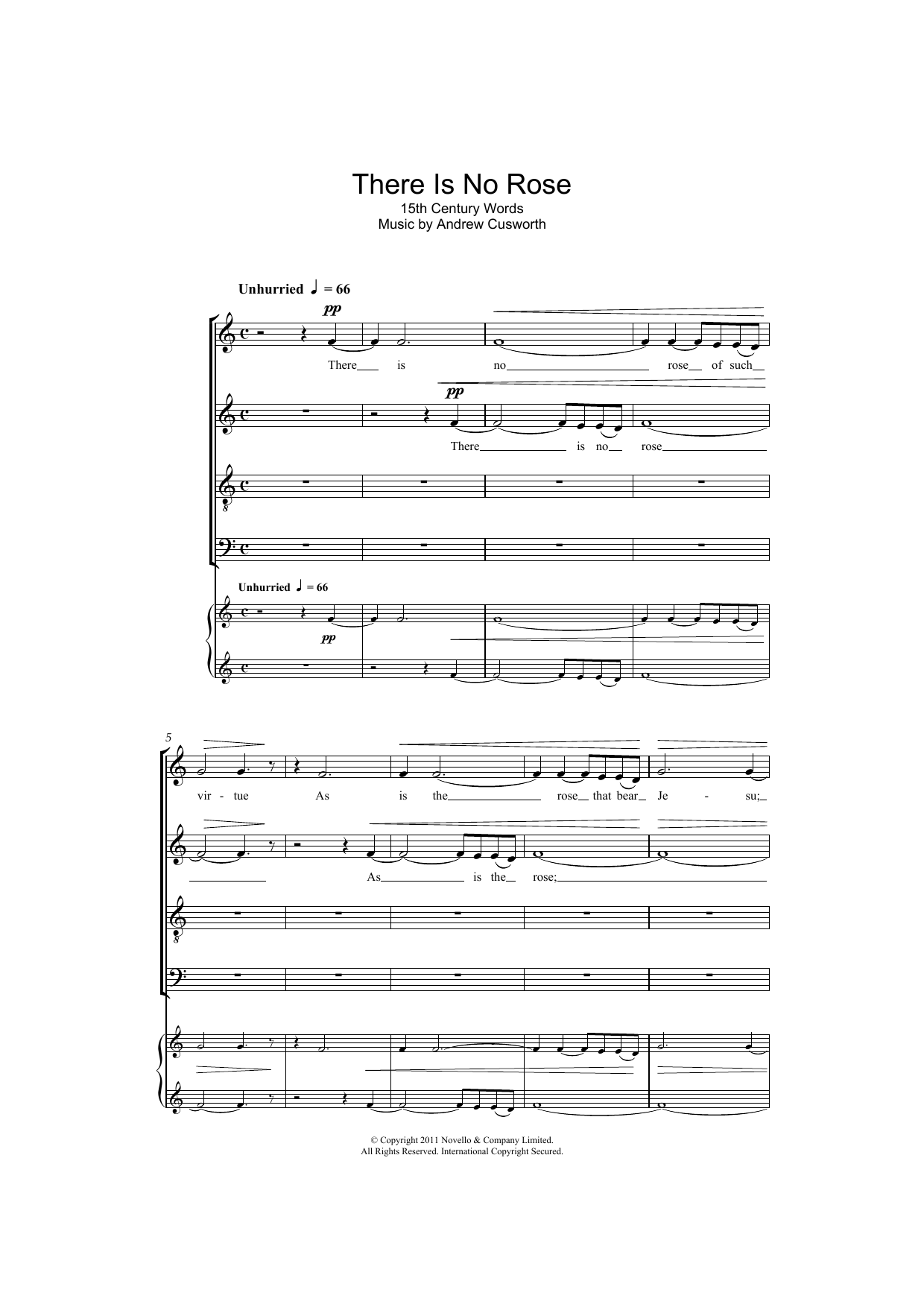 Andrew Cusworth There Is No Rose sheet music notes and chords arranged for SATB Choir