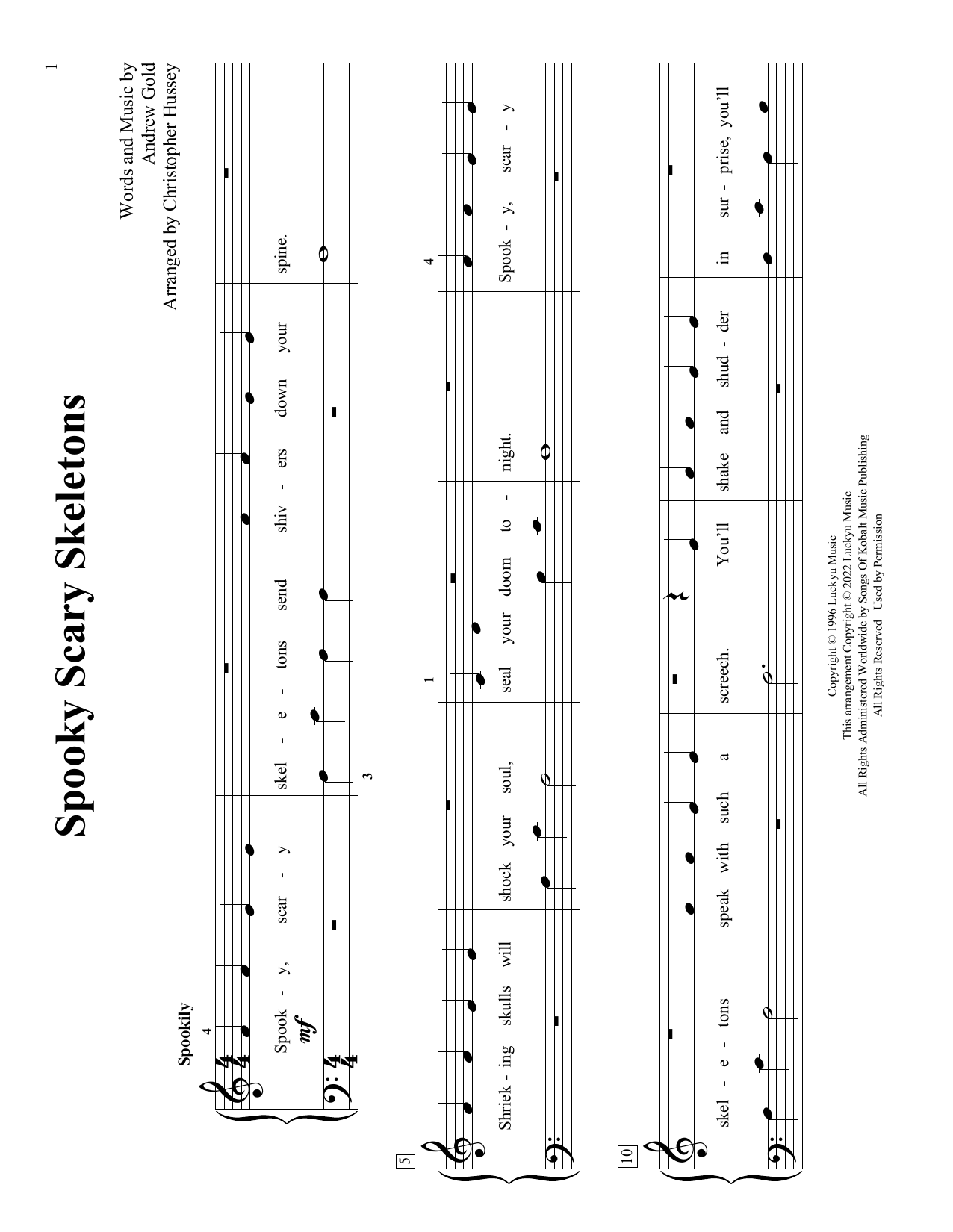 Andrew Gold Spooky Scary Skeletons (arr. Christopher Hussey) sheet music notes and chords arranged for Educational Piano