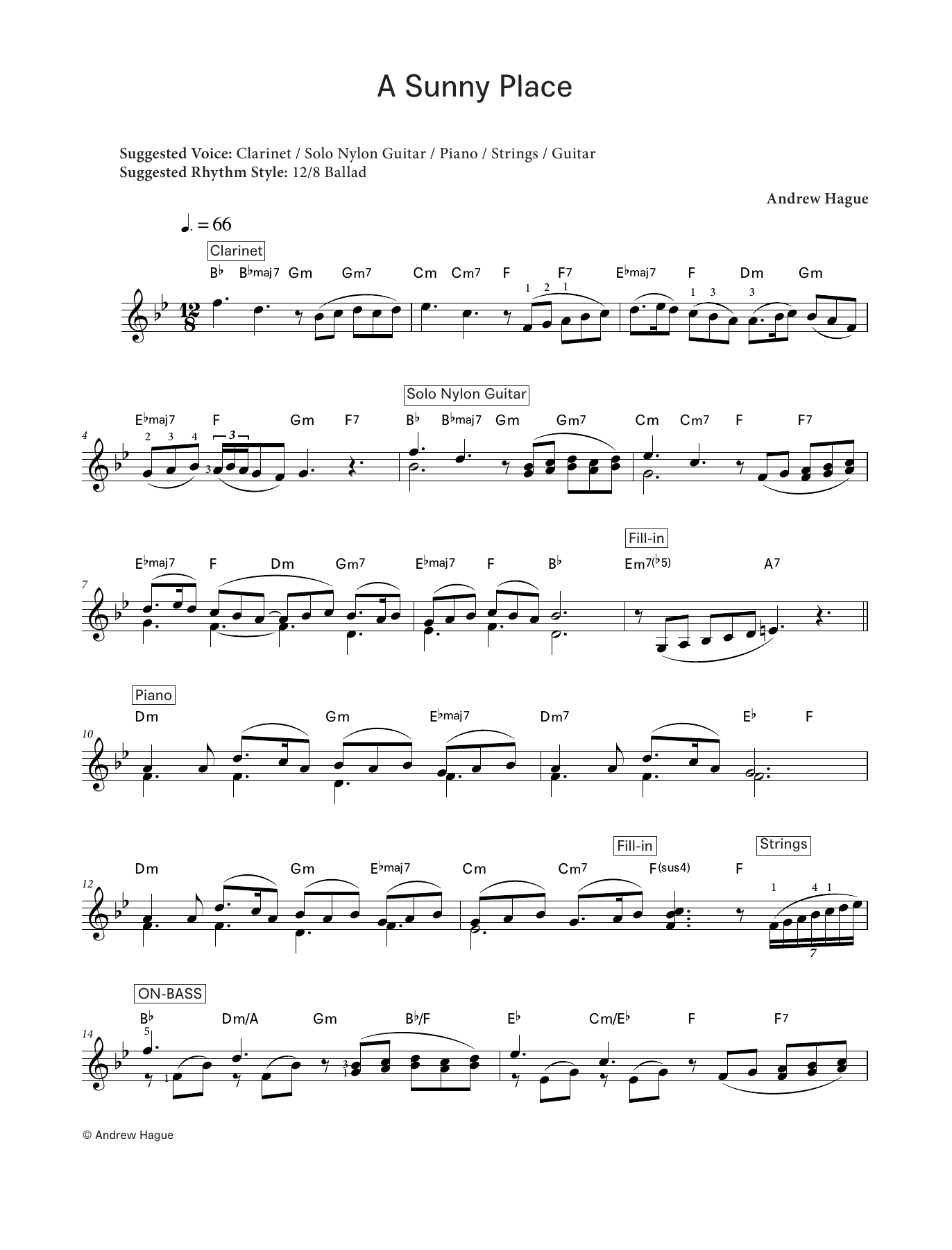 Andrew Hague A Sunny Place (LCME Electronic Keyboard Grade 5 List A) sheet music notes and chords arranged for Piano Solo