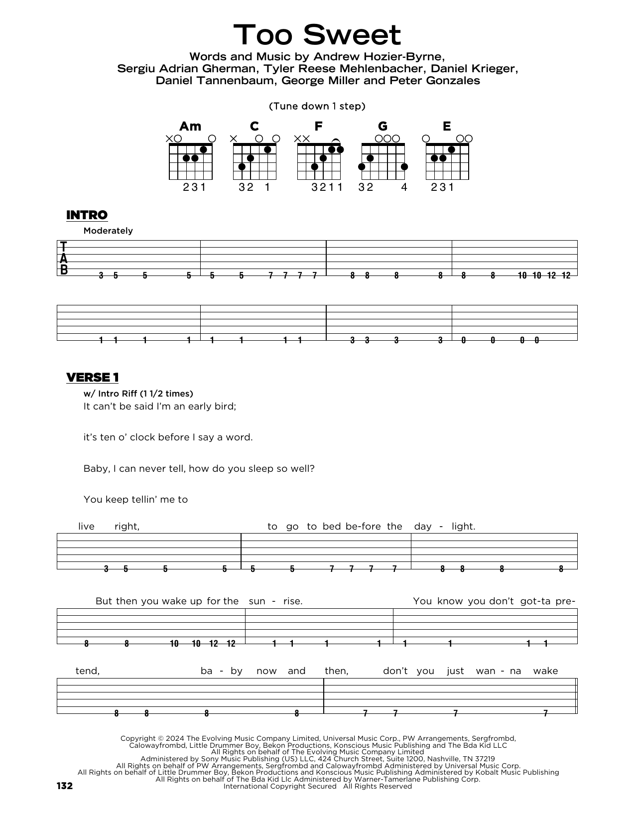 Hozier Too Sweet sheet music notes and chords arranged for Super Easy Piano