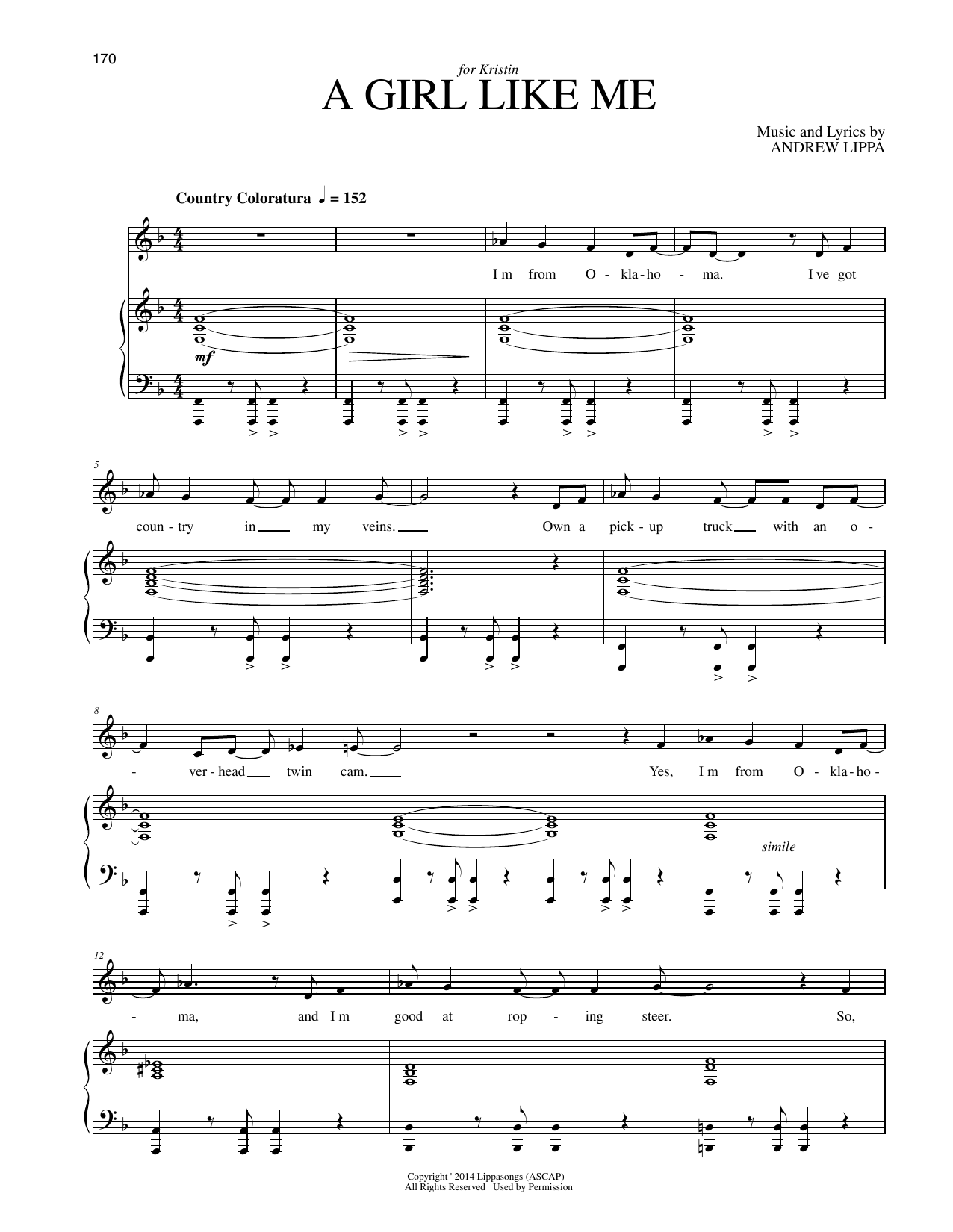 Andrew Lippa A Girl Like Me sheet music notes and chords arranged for Piano & Vocal
