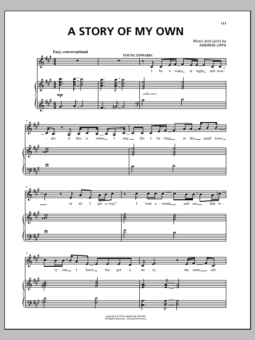 Andrew Lippa A Story Of My Own sheet music notes and chords arranged for Piano, Vocal & Guitar Chords (Right-Hand Melody)
