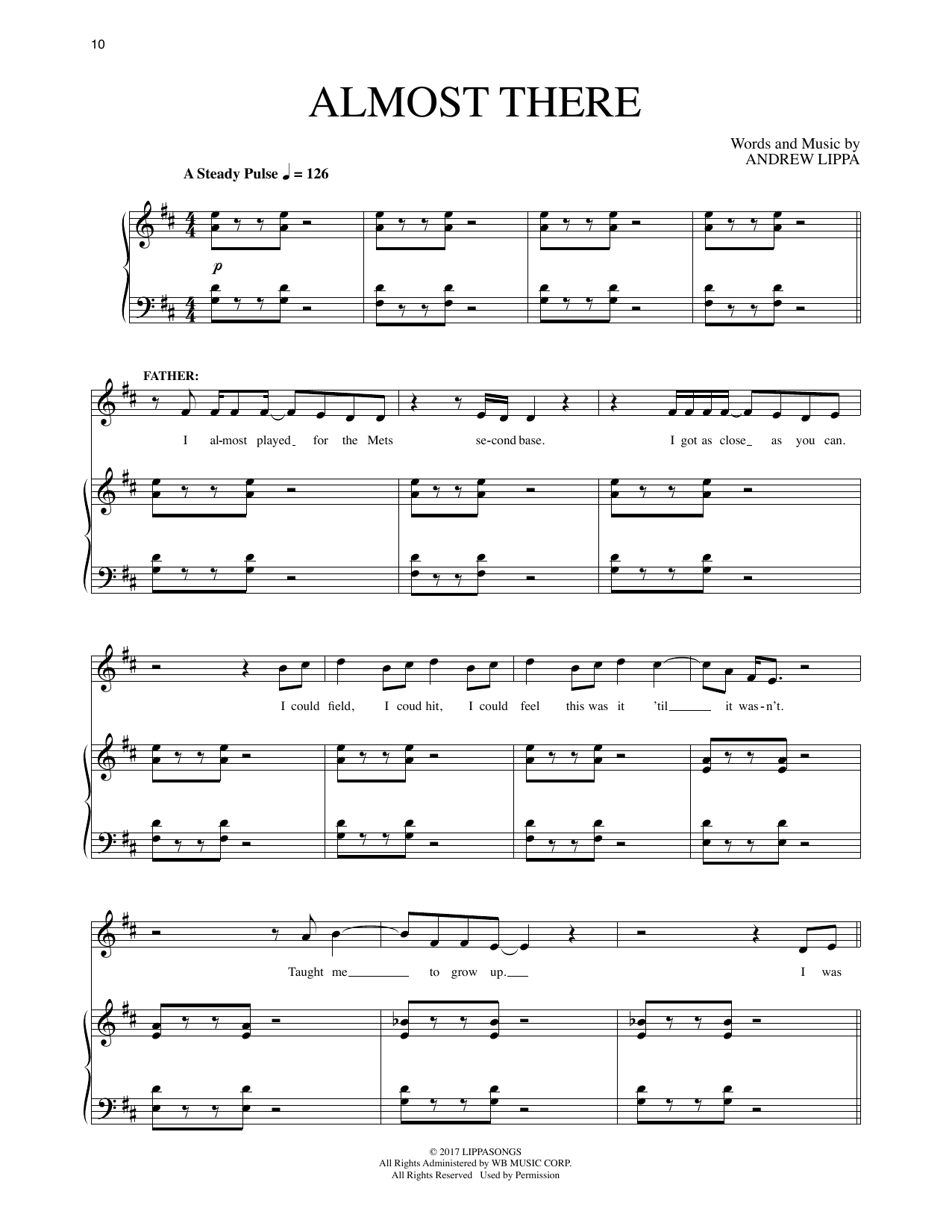 Andrew Lippa Almost There (from The Man In The Ceiling) sheet music notes and chords arranged for Piano & Vocal