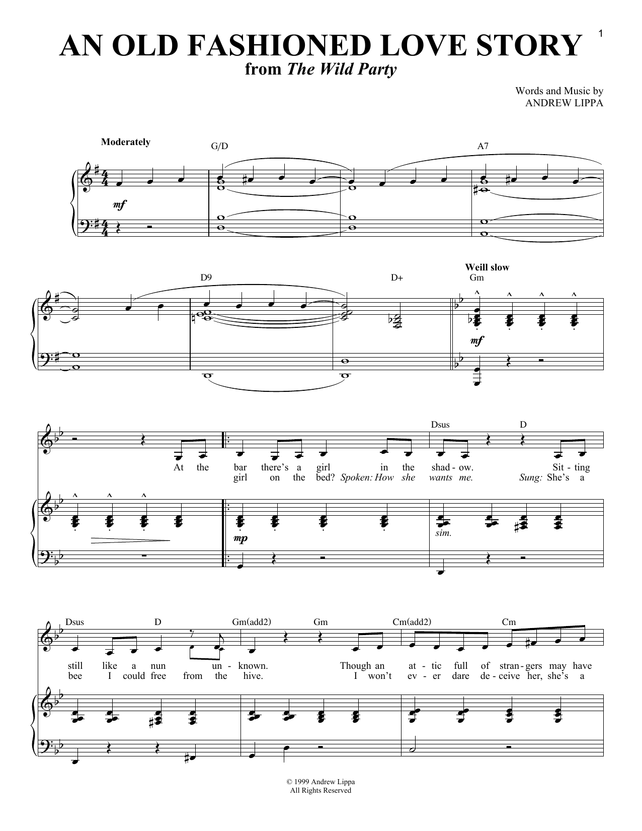 Andrew Lippa An Old Fashioned Love Story sheet music notes and chords arranged for Piano & Vocal