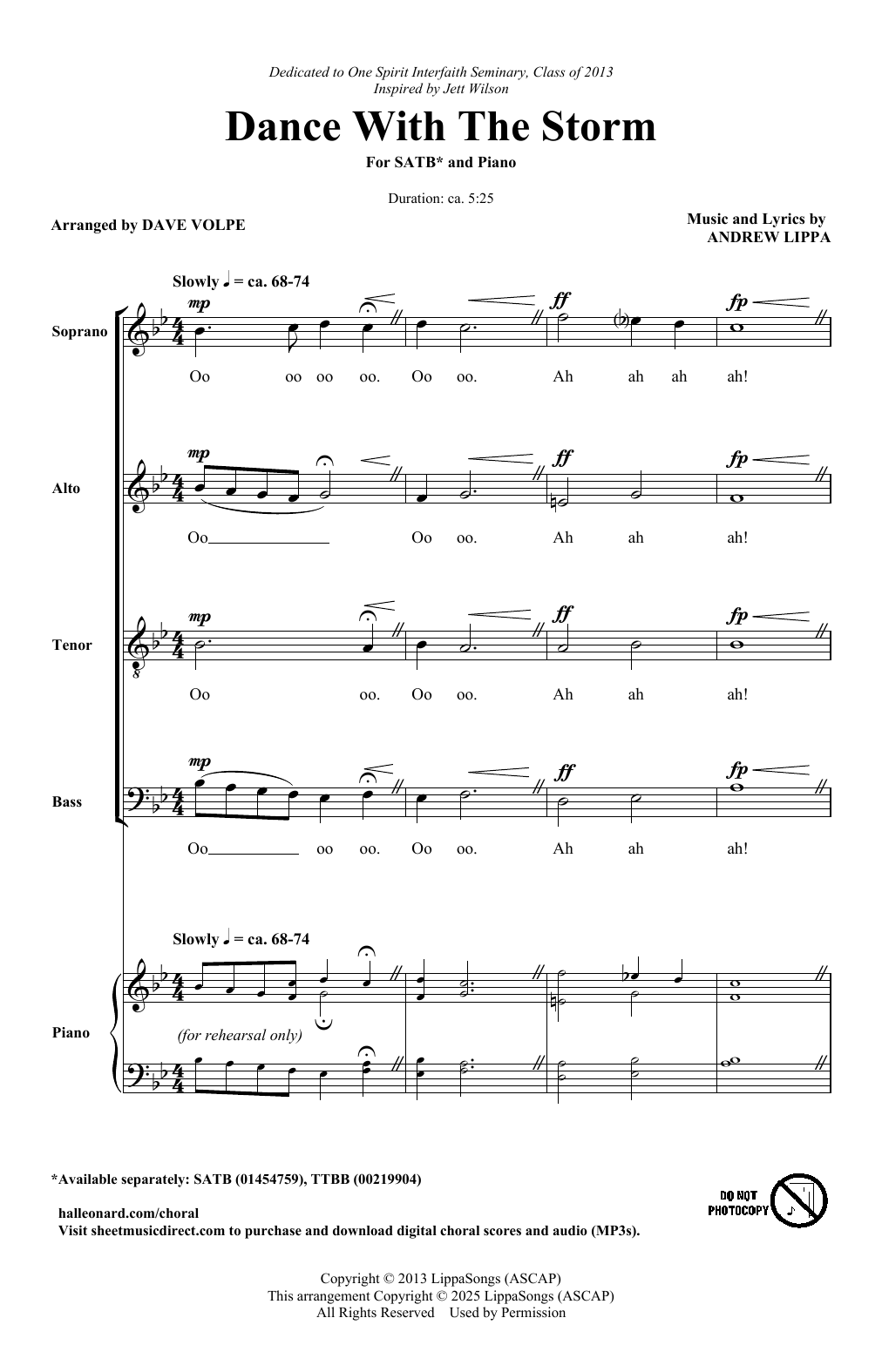 Andrew Lippa Dance With The Storm (arr. Dave Volpe) sheet music notes and chords arranged for SATB Choir