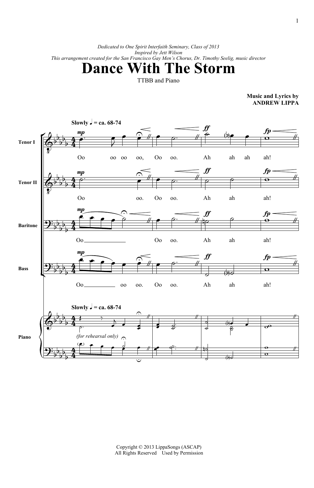Andrew Lippa Dance With The Storm sheet music notes and chords arranged for TTBB Choir