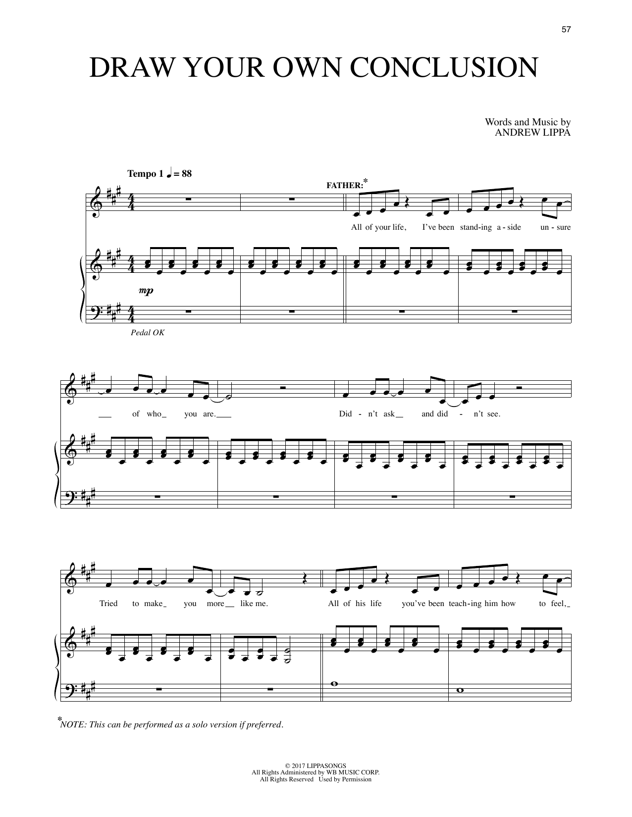 Andrew Lippa Draw Your Own Conclusion (from The Man In The Ceiling) sheet music notes and chords arranged for Piano & Vocal