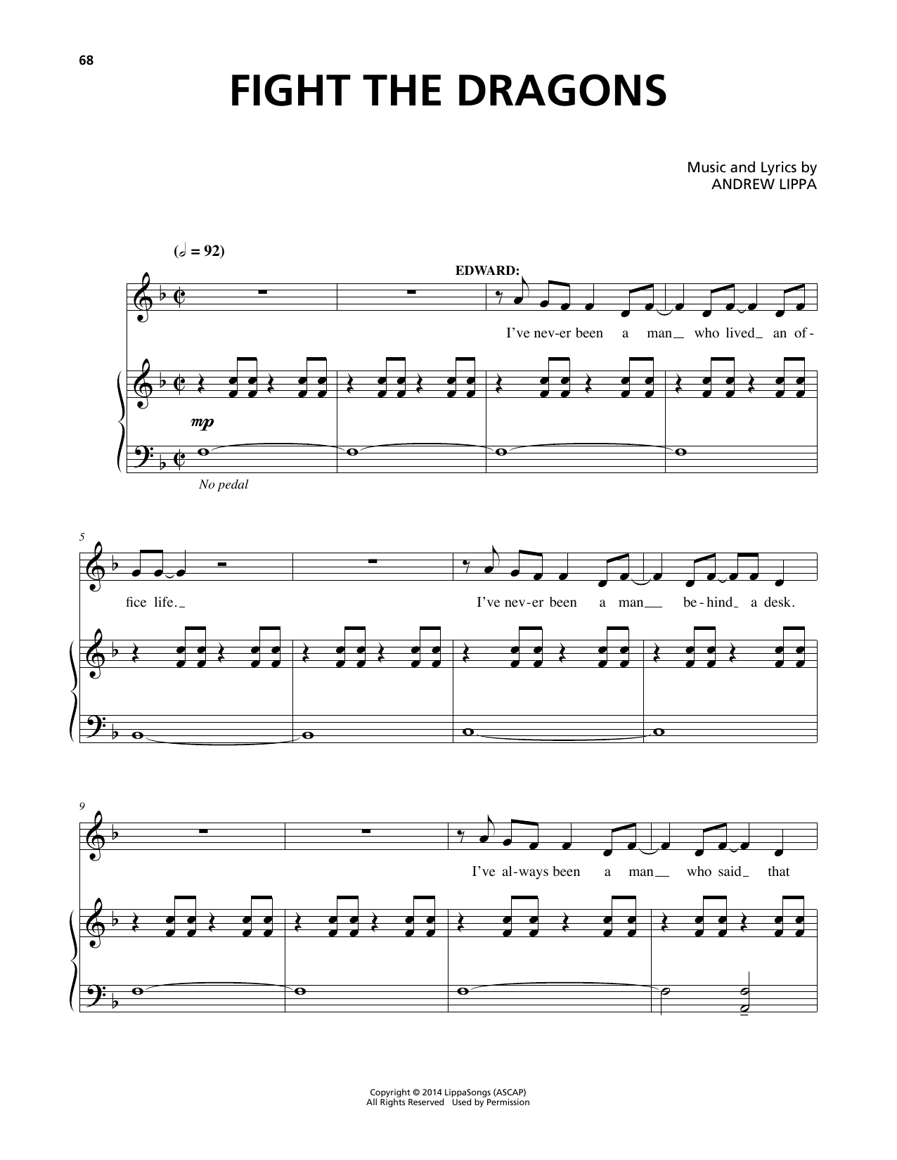 Andrew Lippa Fight The Dragons sheet music notes and chords arranged for Piano, Vocal & Guitar Chords (Right-Hand Melody)
