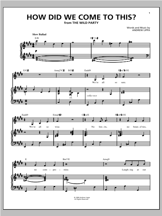 Andrew Lippa How Did We Come To This? sheet music notes and chords arranged for Piano & Vocal