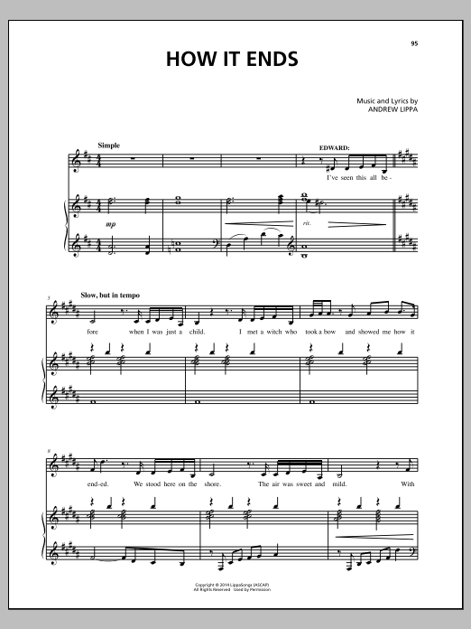 Andrew Lippa How It Ends sheet music notes and chords arranged for Piano, Vocal & Guitar Chords (Right-Hand Melody)