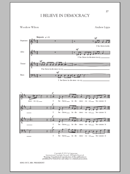 Andrew Lippa I Believe In Democracy sheet music notes and chords arranged for SATB Choir